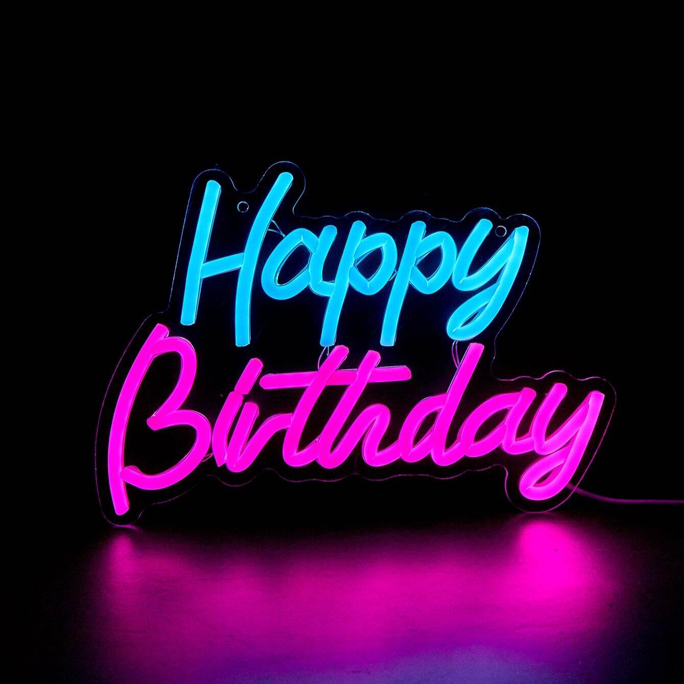 Chi-buy LED Neon Happy Birthday USB Powered Neon Signs Night Light 3D Wall Art Bedroom Room Decor Lamp Signs Birthday Gift