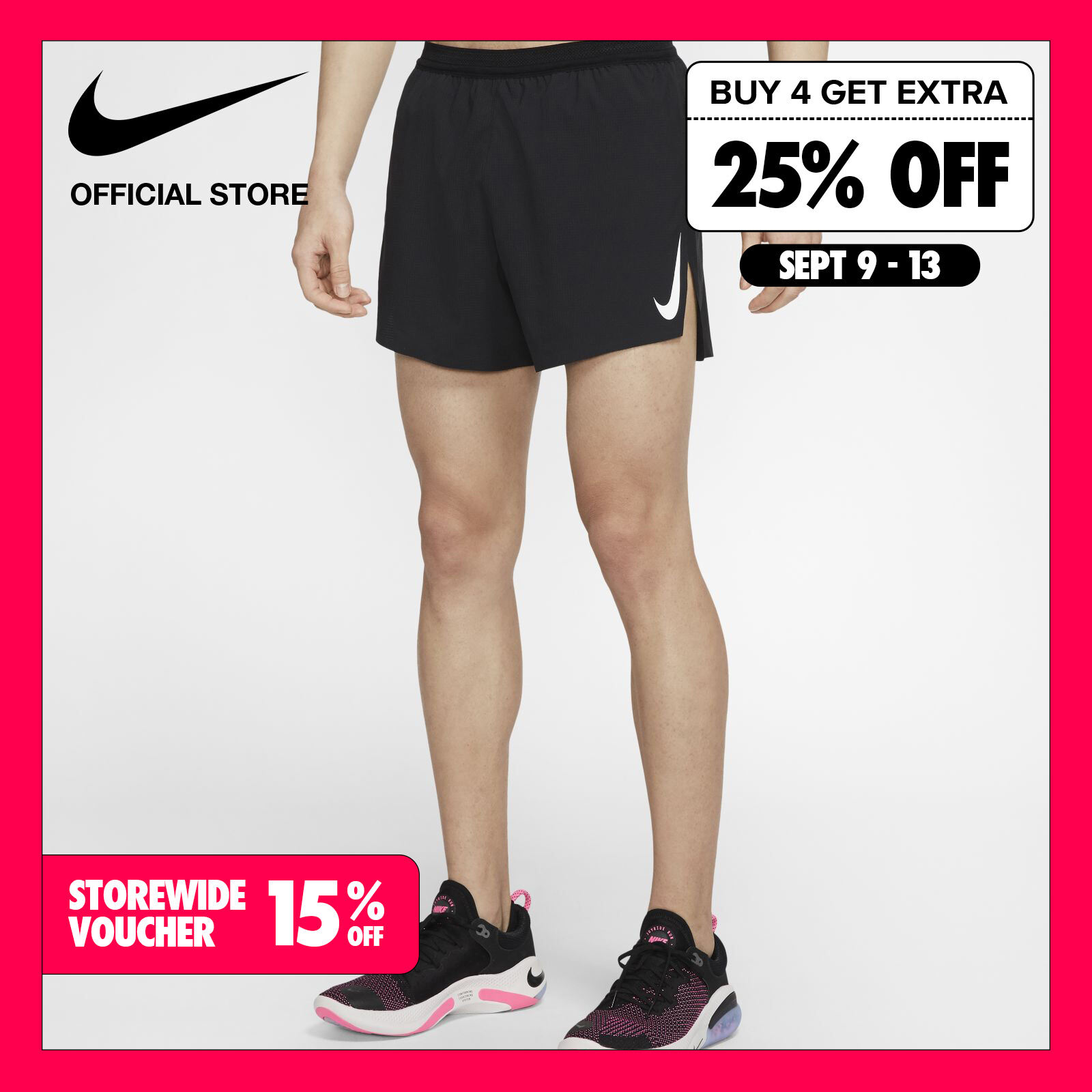 Nike Men's AeroSwift 4Inch Running Shorts Black Lazada PH