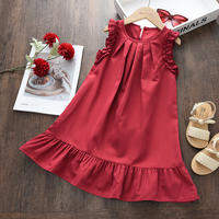 Bear Leader 2026 New Fashion Korean Dress for Girls Solid Color Summer Sleeveless Pleated Vest Childrens Dress Kids Clothes
