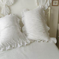 Jroye | French Washed Cotton Pillowcase White Ruffle Edge Pair