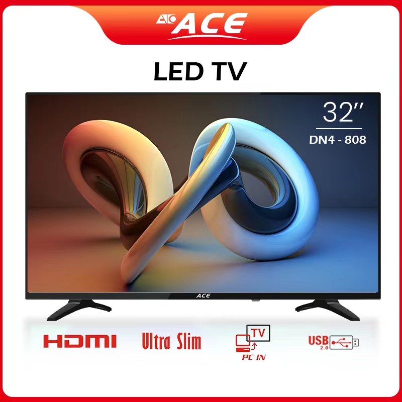 Ace 32" Slim LED TV Black LED-808 DN4 W/FREE BRACKET
