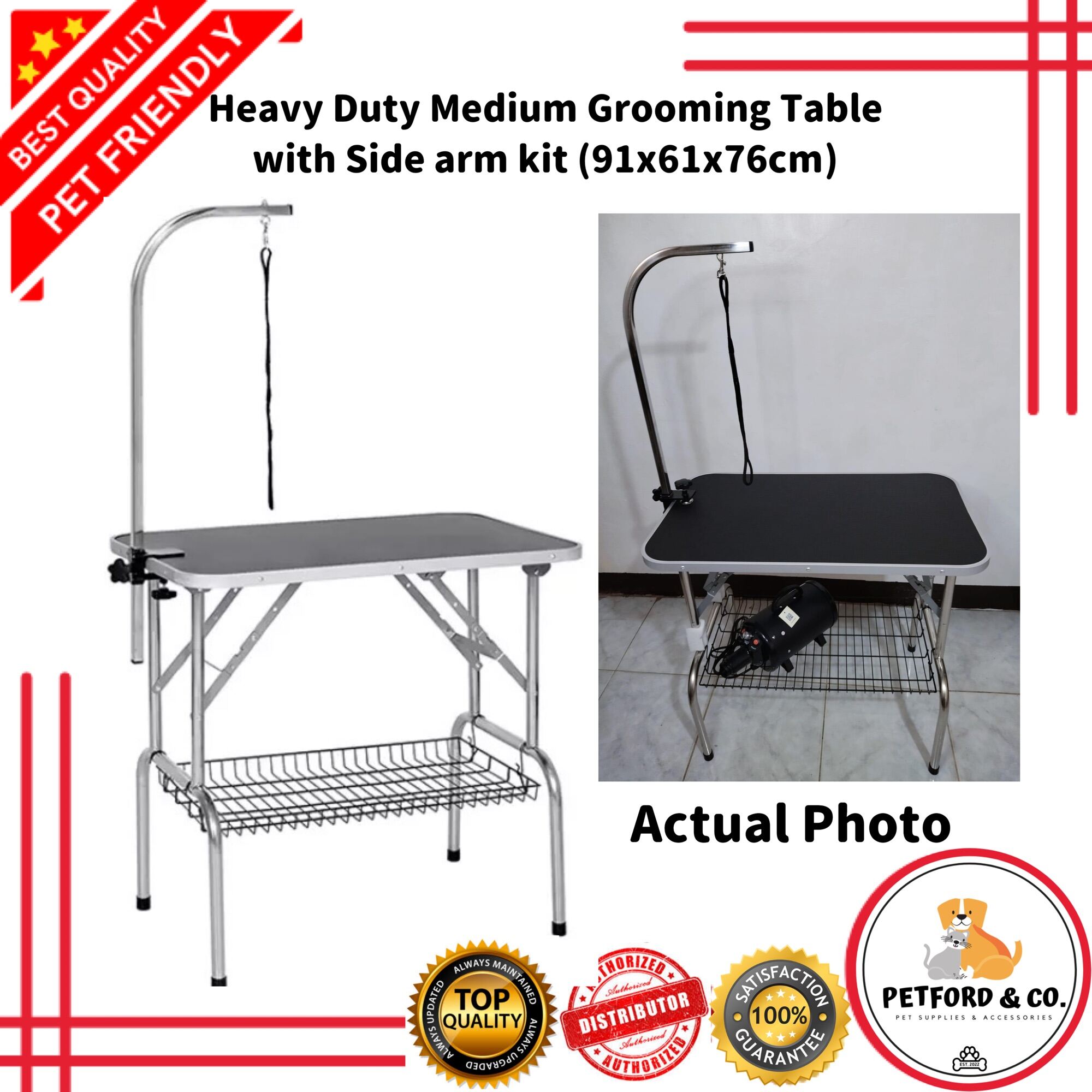 Pawsmart Heavy Duty Medium Grooming Table with side Arm Kit (91 x 61 x