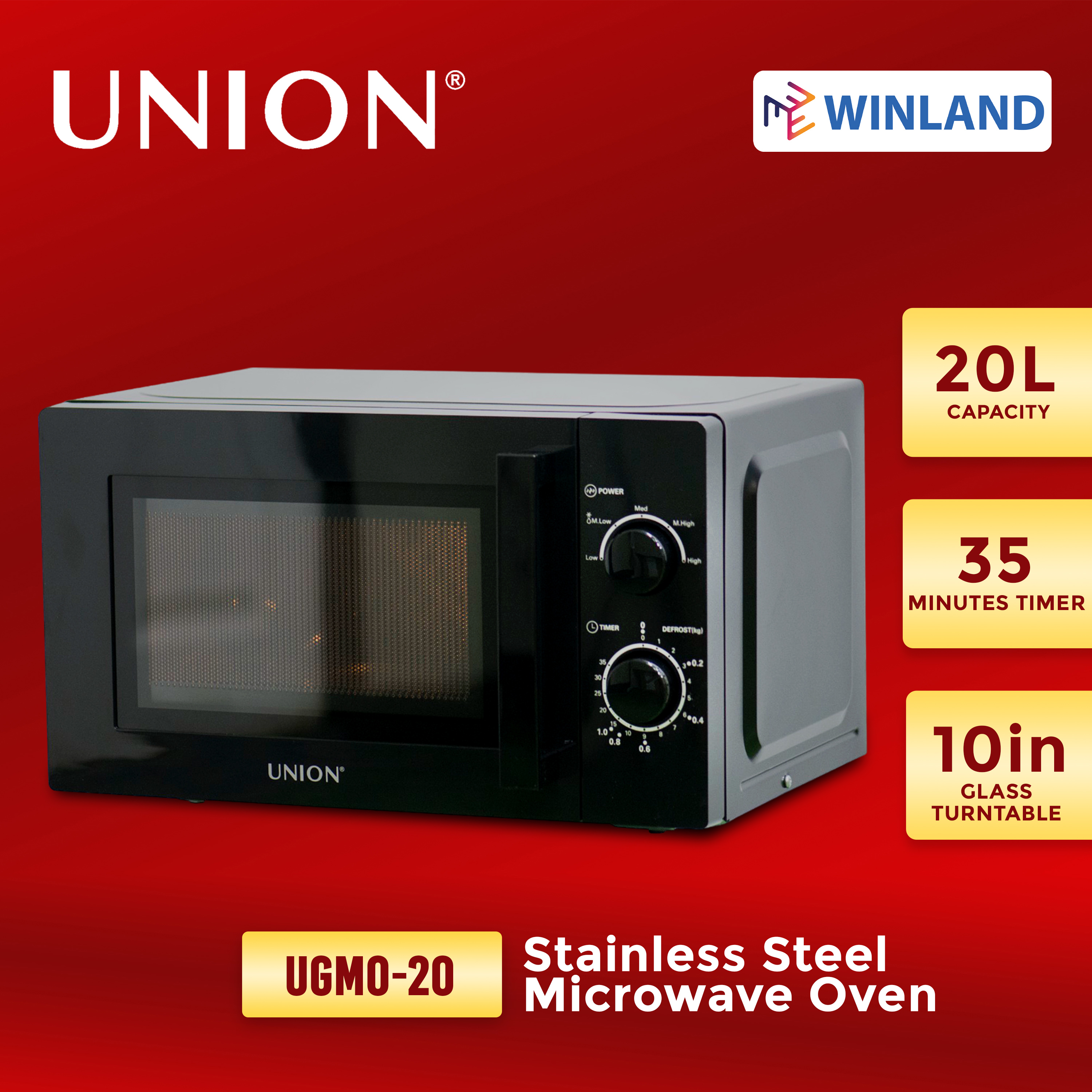 Winland 20L Manual Control Microwave Oven with Defrost Function