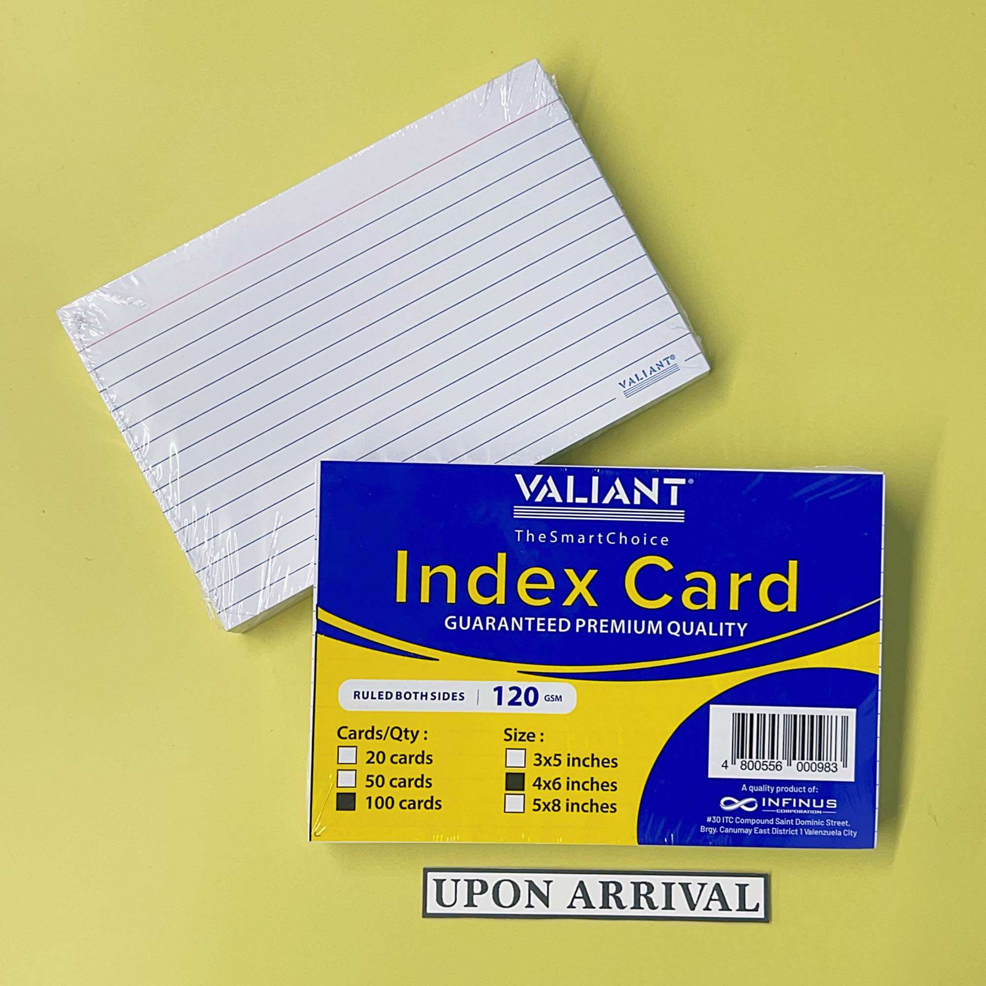 100pcs VALIANT Index Card Size 3x5 / 4x6 / 5x8 Thickened Ruled Learning Note Card Stationery Quality