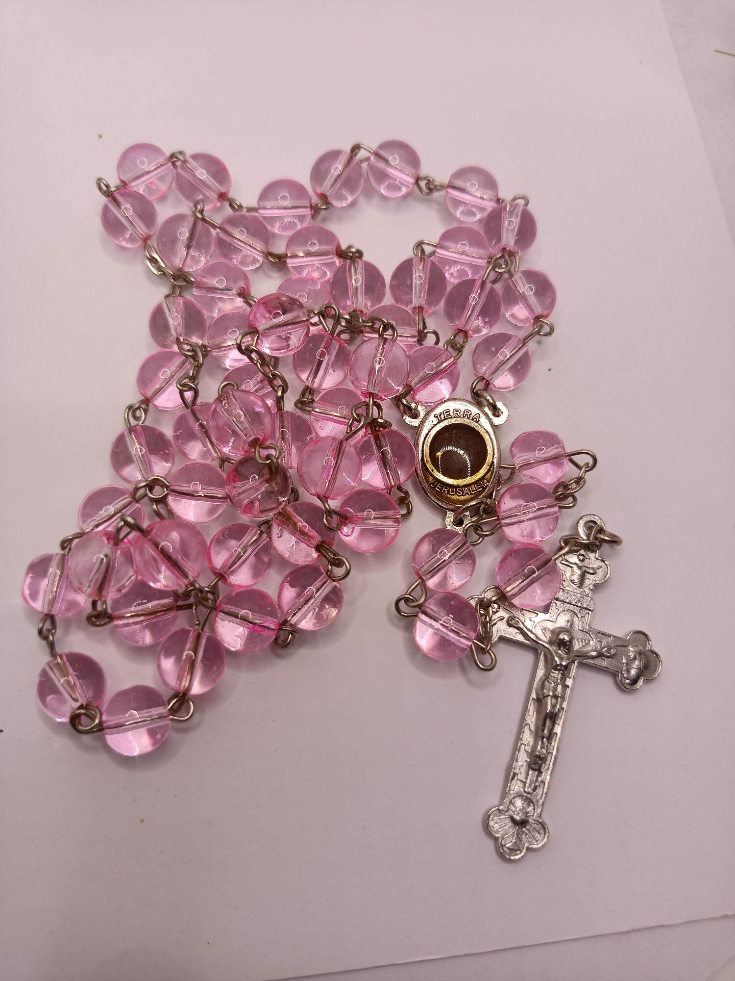 PINK GLASS ROSARY WITH TERRA JERUSALEM WITH CONTAINER | Lazada PH