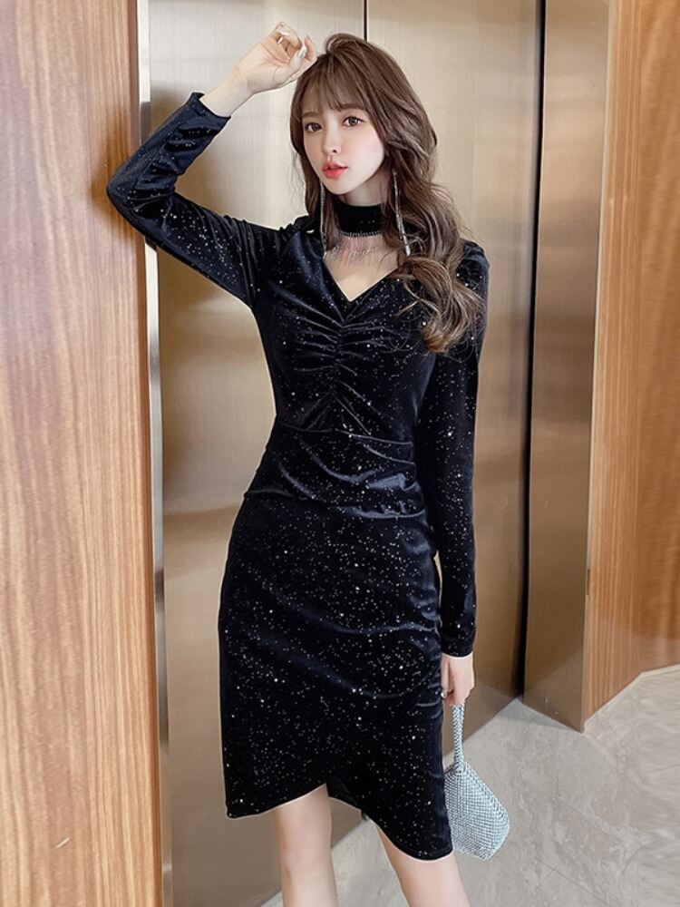 Party Casual Korean Black Dress Shop Formal All Black Dress Women Online With Best Discounts And Party Casual Korean Black Dress Shop Formal All Black Dress Women Online With Best Discounts And