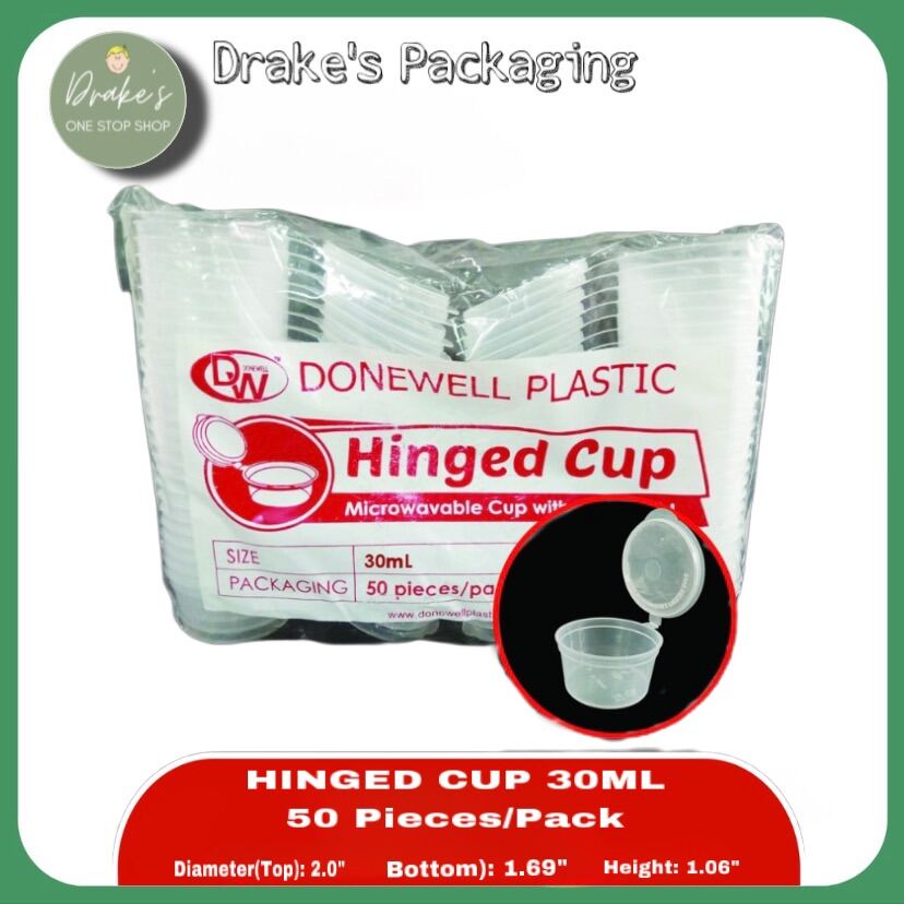 50 Pieces per pack Salad Cups with Cover and Hinged Cup with lid Sauce cup  By DrakesFoodPackaging