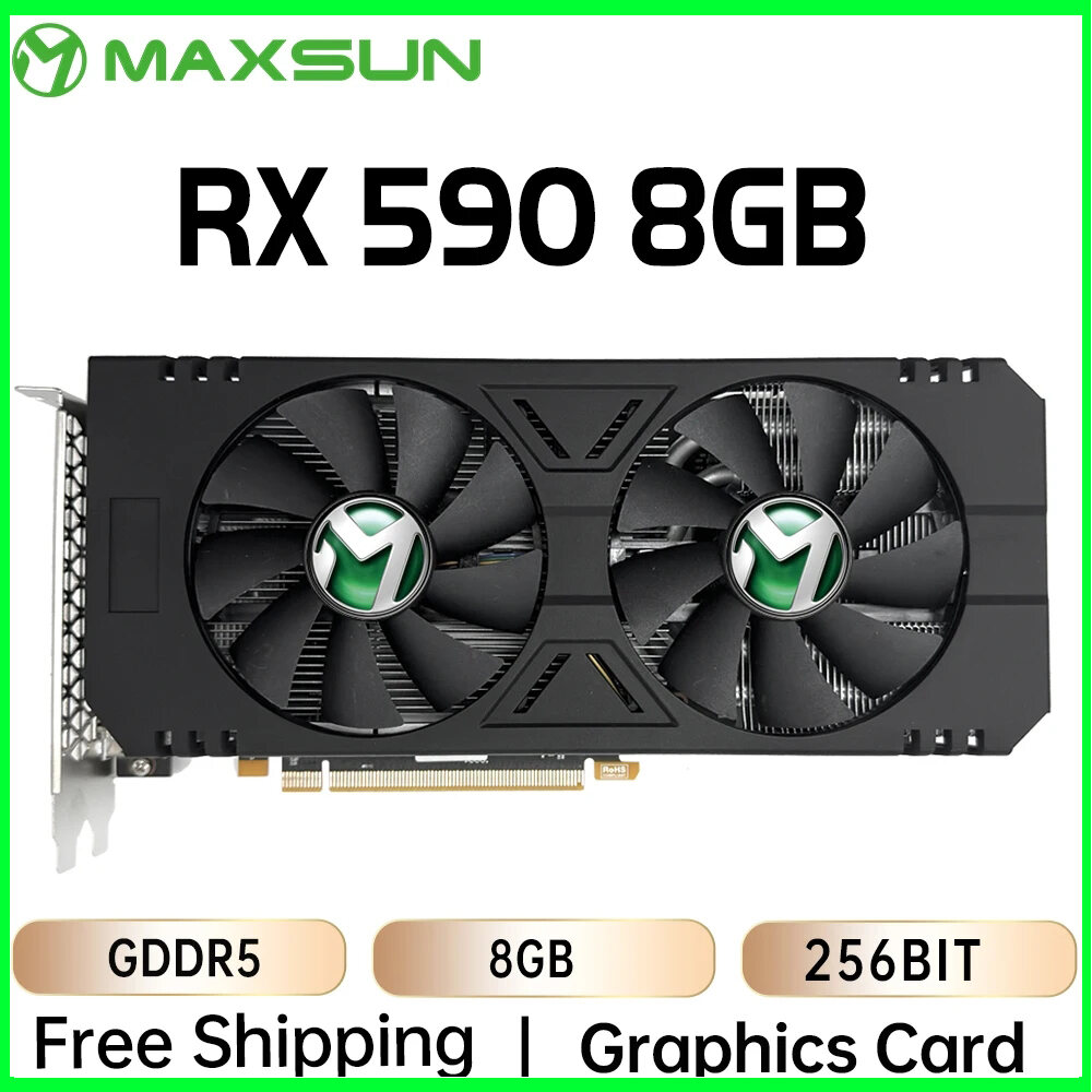 Maxsun New Amd RX 590 8GB Placa De Video Gaming Graphics Card GDDR5 256Bit Pci Express 3.0 ×16 8Pin Radeon Gpu rx590 Series