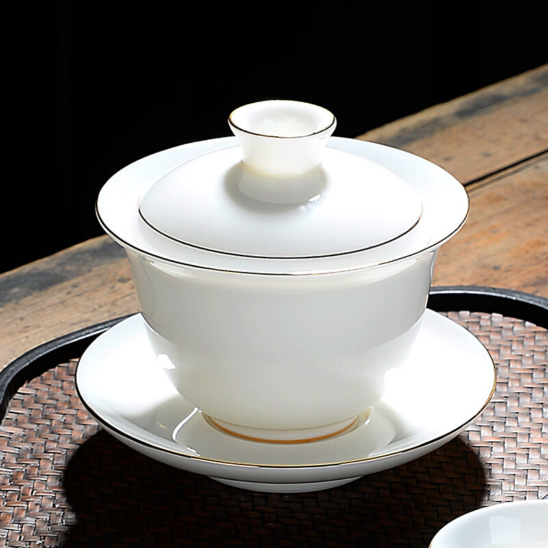 Gaiwan Dehua Ceramic Whiteware Tea Set Set Kung Fu Ceramic Japanese