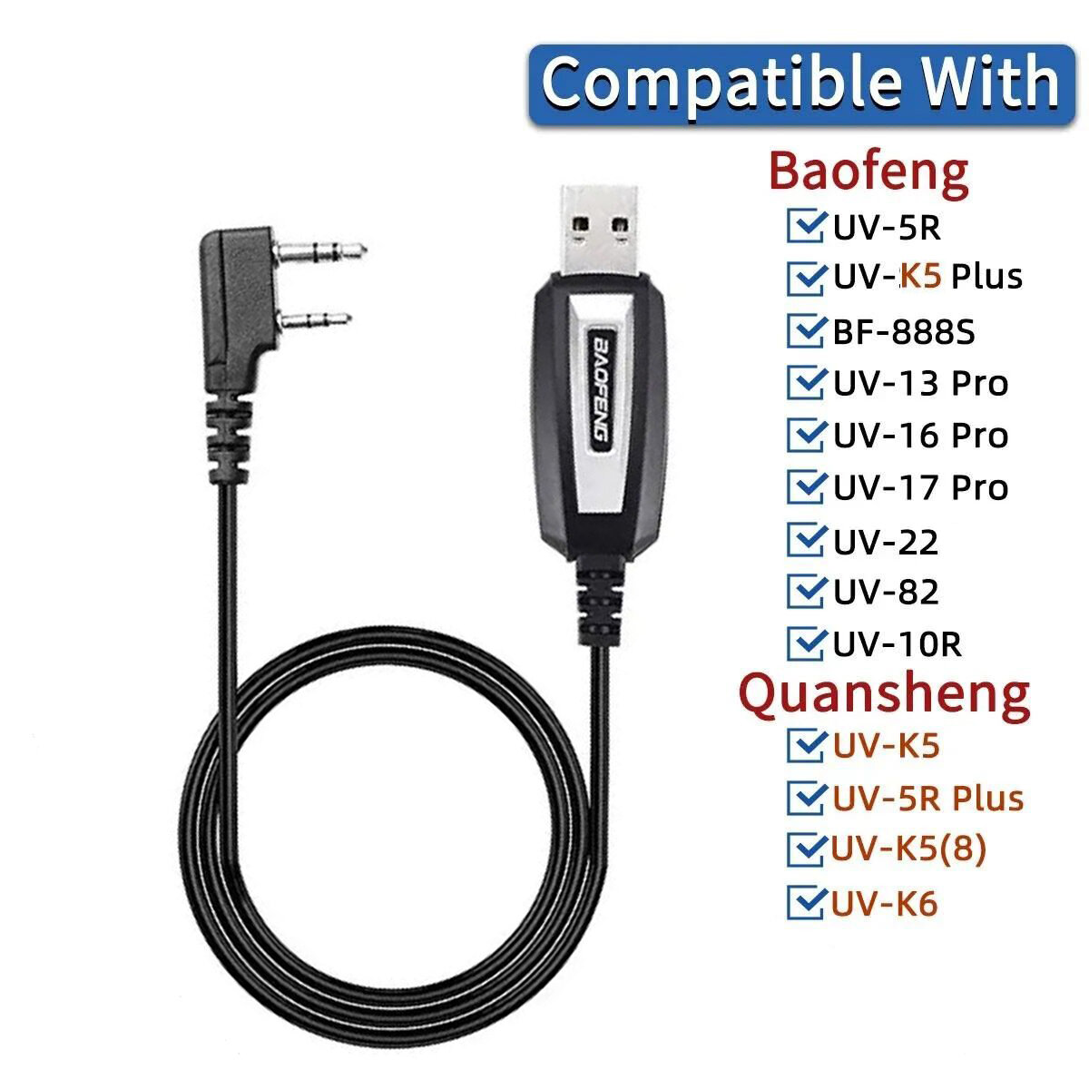 Cable Baofeng Uv 5r 5ra BaoFeng Programming Cable UV-5R/5RA/5R Plus/5RE, UV3R Plus, BF-888S, 5R EX, 5RX3, GA-2S Matraque Telescopique