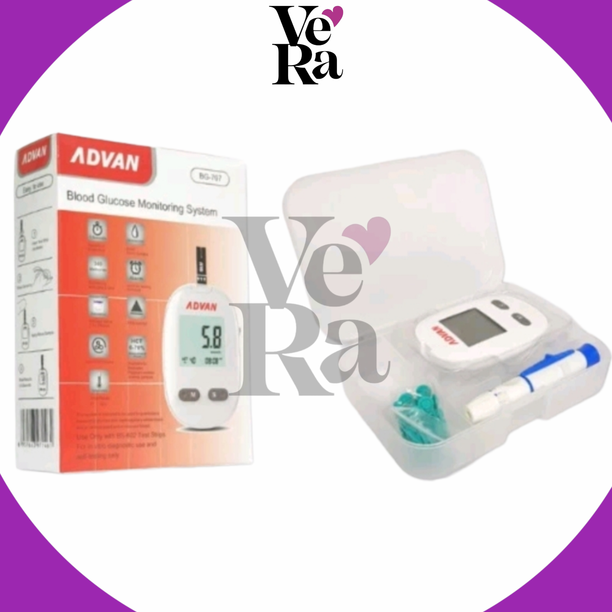 ADVAN Blood Glucose Monitoring Machine Glucometer Diabetes Test NEW ...