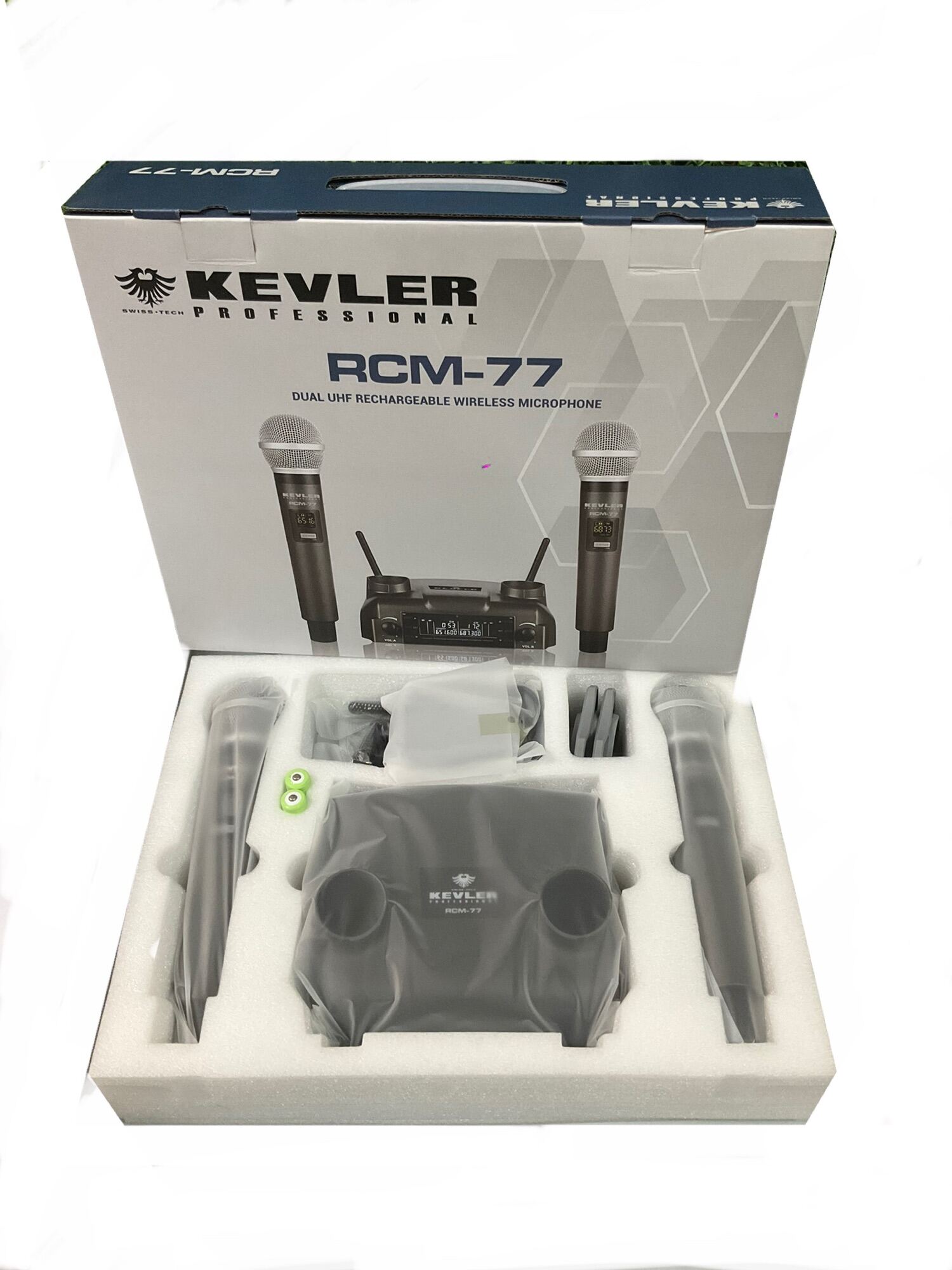 KEVLER RCM77 DUAL UHF WIRELESS HANDHELD MICROPHONE w/ INDUCTIVE