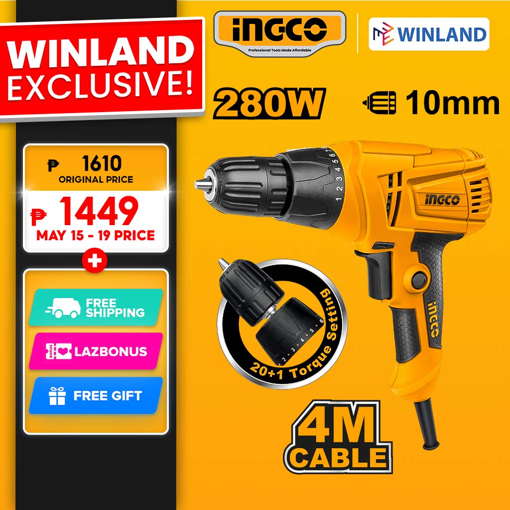 INGCO by Winland Electric Drill Hand Drill 280W ED2808