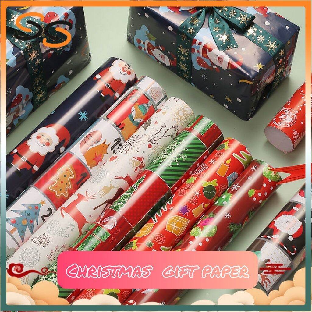 New 2025 (COATED &GLOSSY)10pcs/roll CHRISTMAS GIFT WRAPPER ASSORTED RANDOM DESIGN