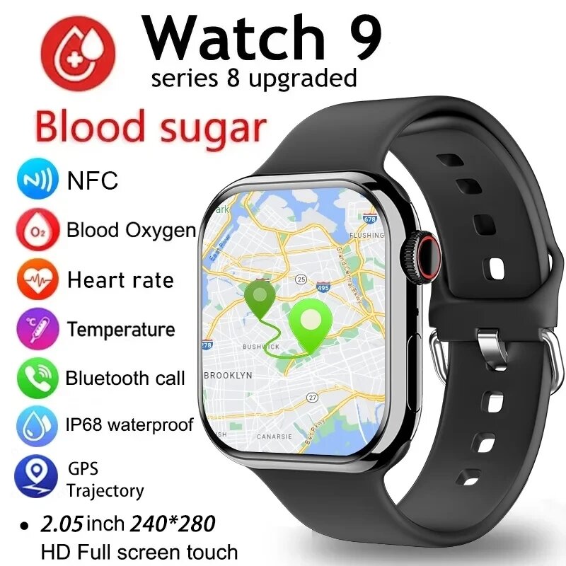 2024 Gps Watch 9 For Apple Amoled 2.05" HD Screen Smart Watch Women Series 9 Custom Dial 500+ Wireless Charging Men Smartwatch