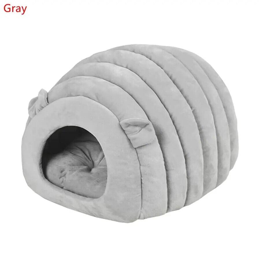 Cute House Pet Nest Wam Soft Plush Cat Bed Catoon