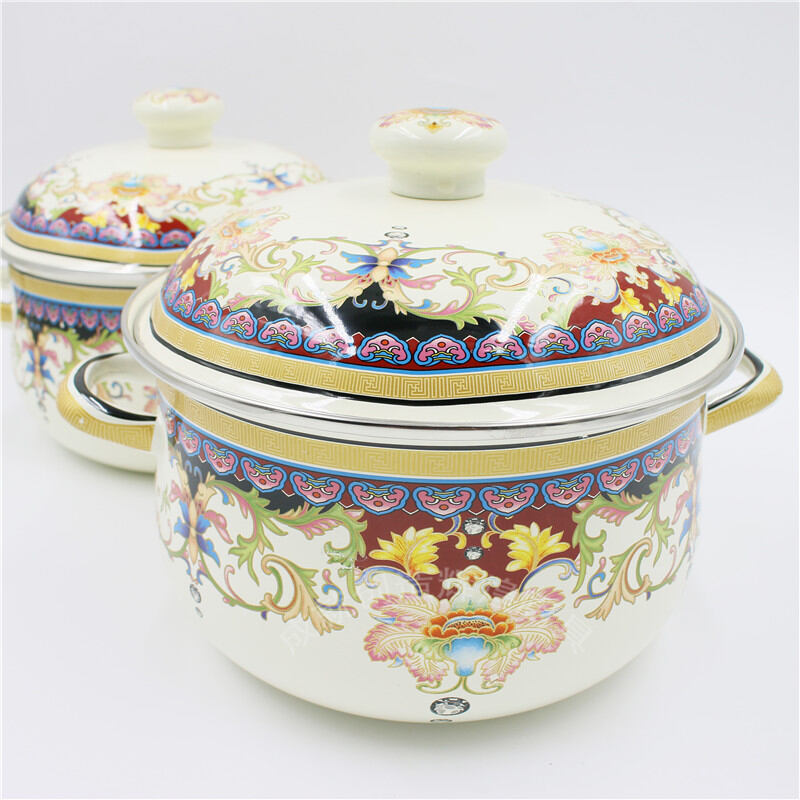 Enamel Enamel DualSided Stockpot Vintage Thickening Enamel Stockpot