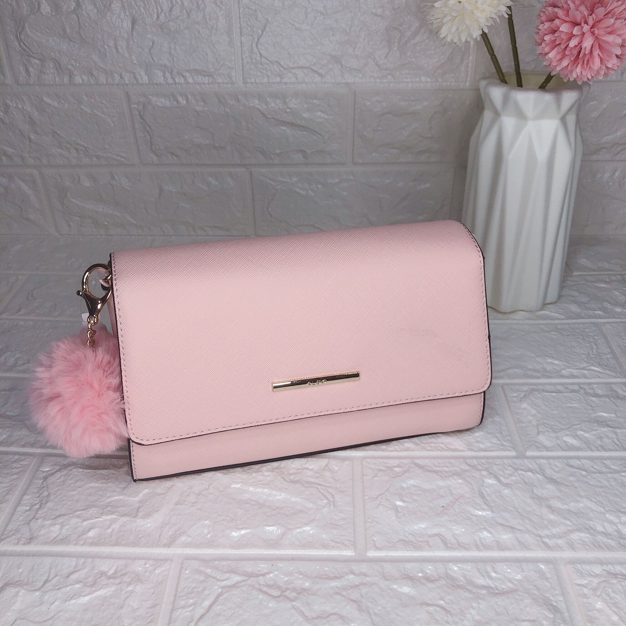 Aldo pink cheap fur bag