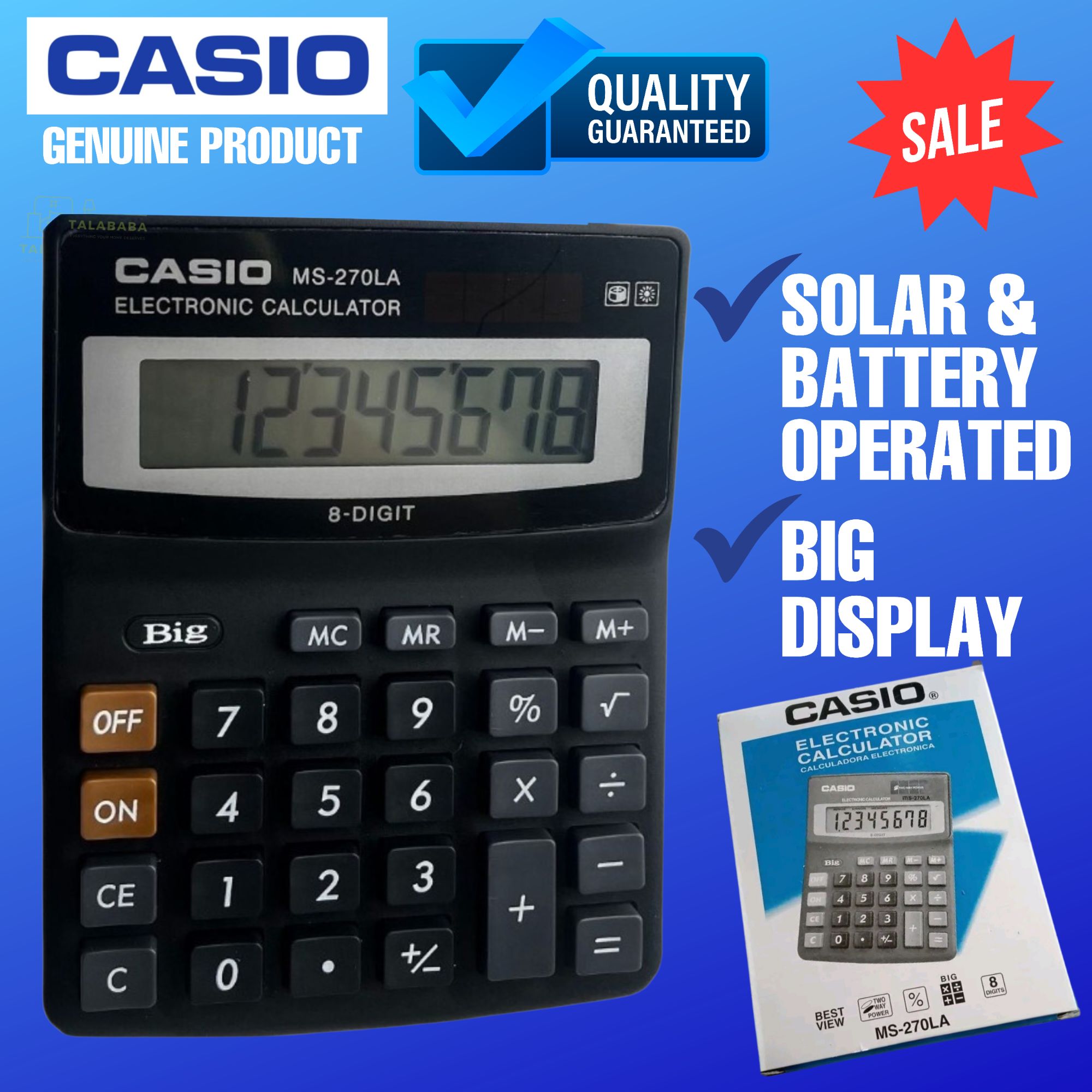 Casio Solar Battery Calculator - Big Display for Business