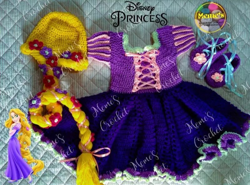 MEMES CROCHET | RAFUNZEL CROCHET DISNEY PRINCESS DISNEY COSTUME Complete  Crochet Set For Babies - Lazada | Lazada PH