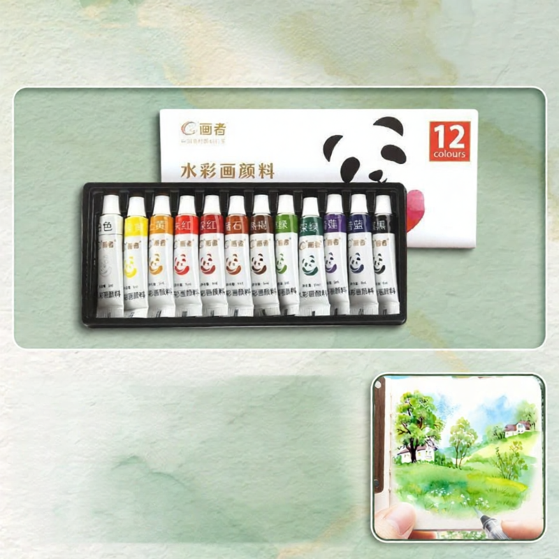 MANDAIYANGGUANG | Portable Mini Watercolor Palette Sketchbook Travel Painting Set