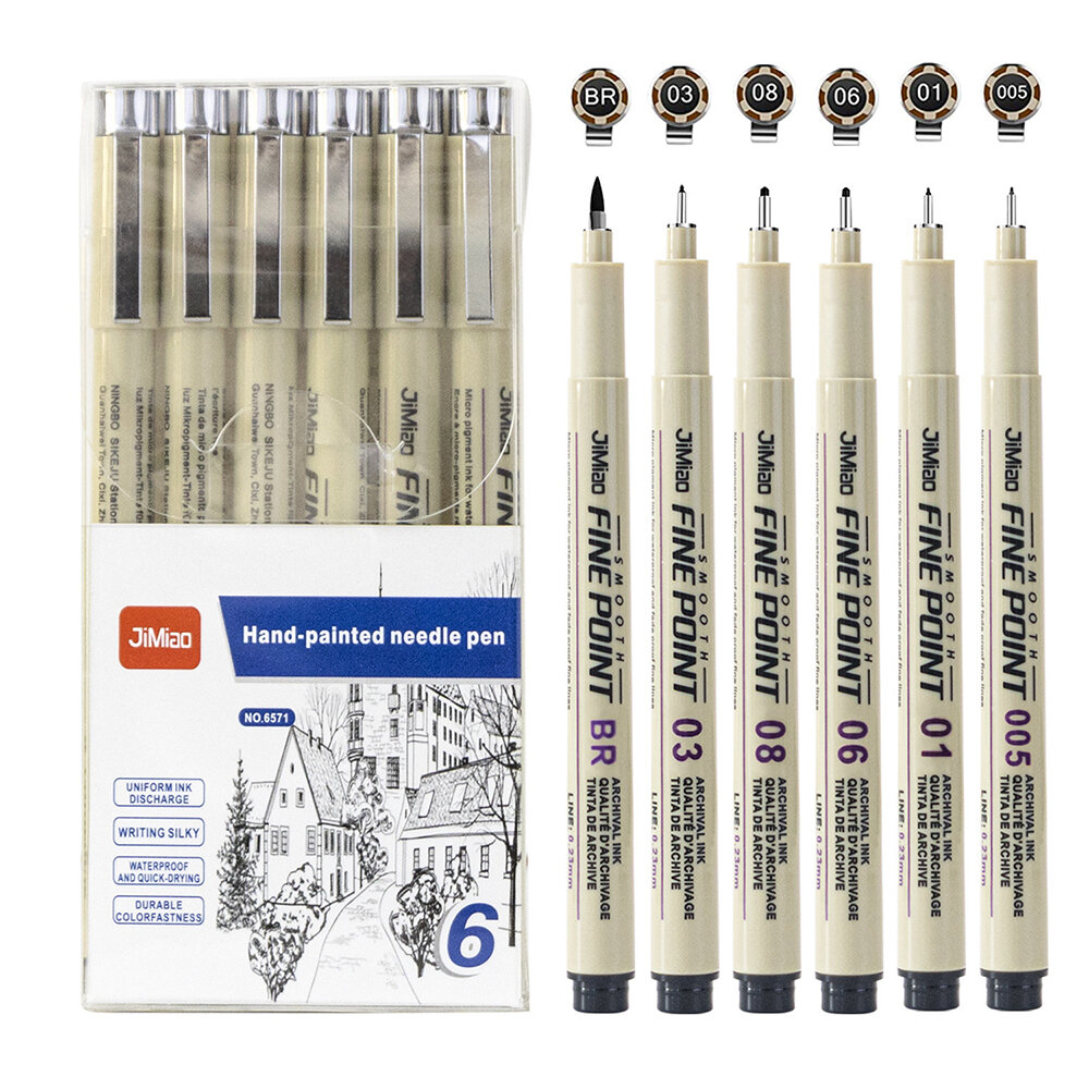 6/9/12Pc​​s Technical Pen Black Micro-Line Fineliner Pen Set For Point Drawing Sketch Line Drawing​​ Artist Illustrating Manga