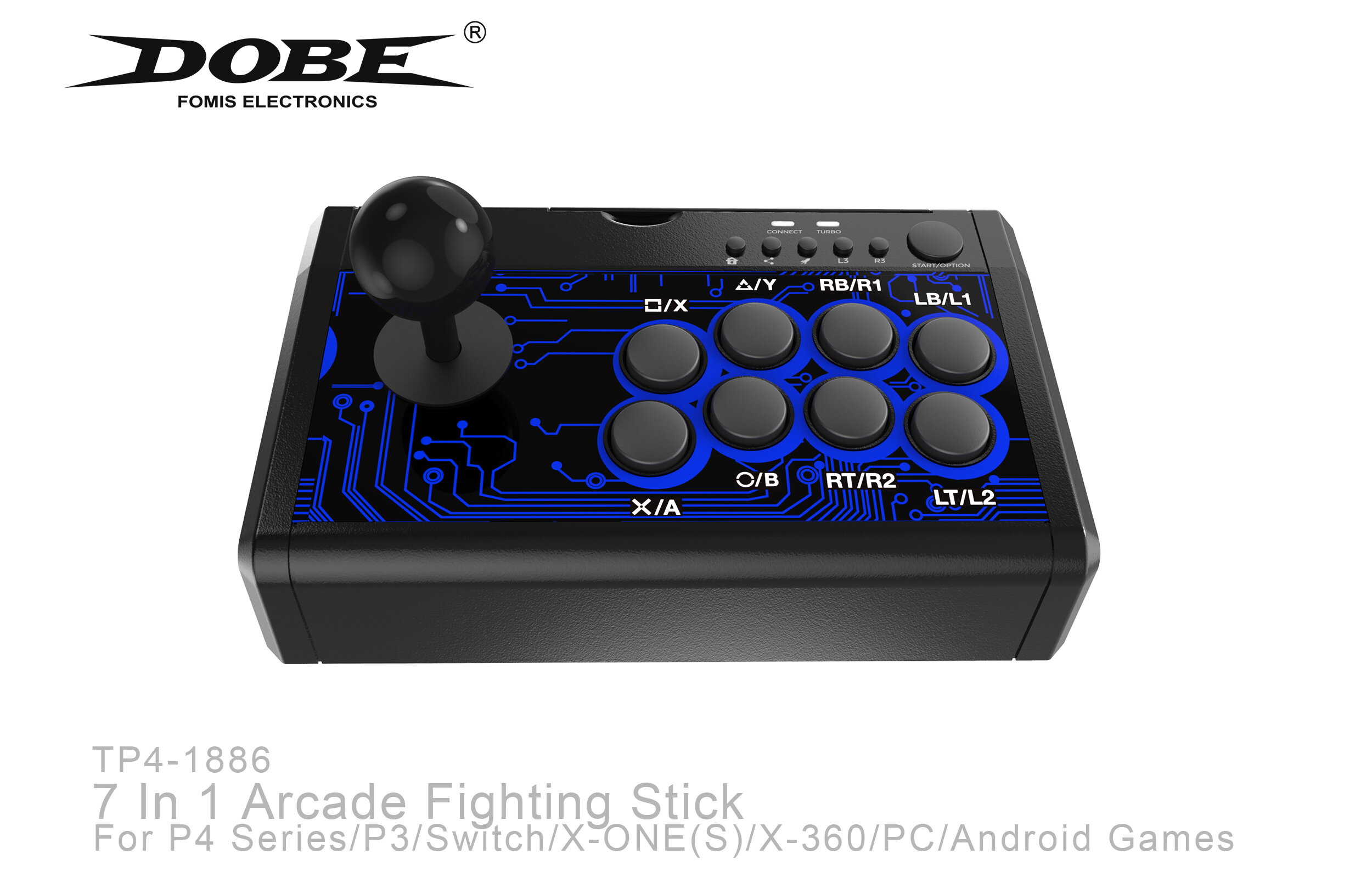 DOBE 7 In1 USB Arcade Fight Stick Street Fighting Joystick Controller ...