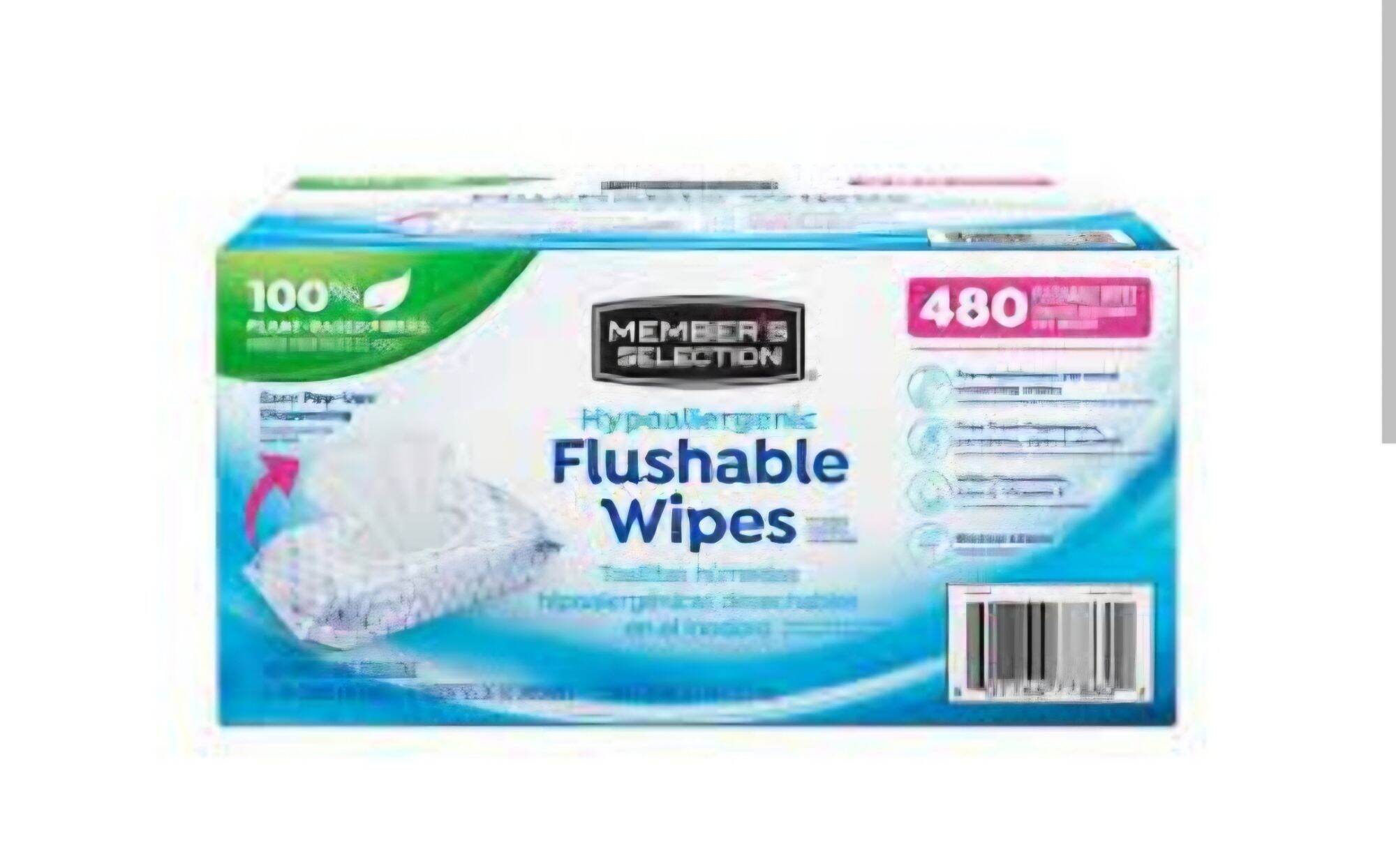 Member's Selection Hypoallergenic Flushable Wipes 60 Sheets X 8 pcs