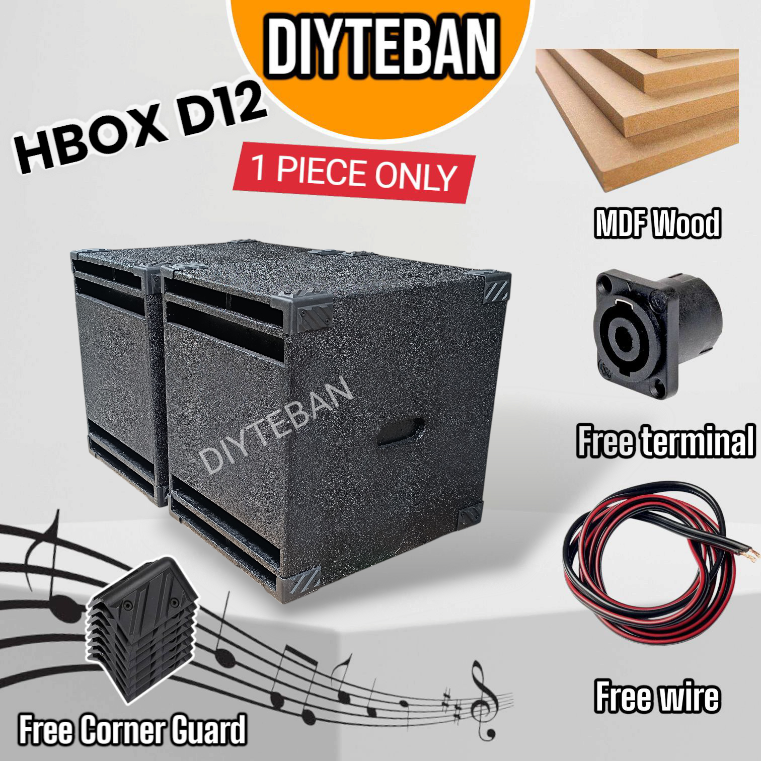 MCV Speaker BOX D15 Black Textured (Modified Cerwin Vega) Long