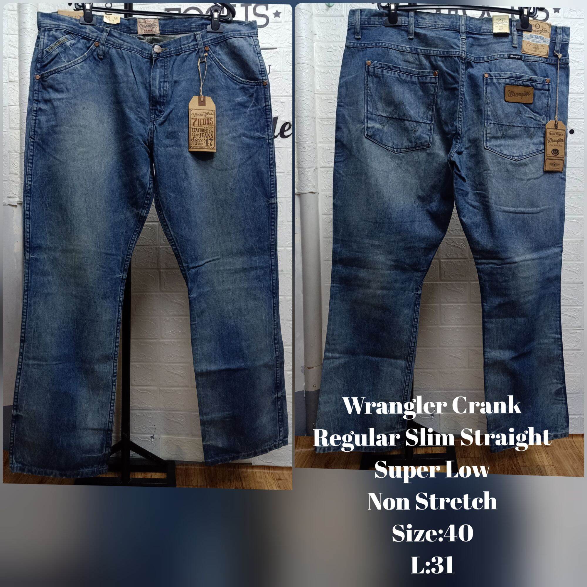 Wrangler Crank Regular Slim Straight Super Low Men Denim Pants Plus 