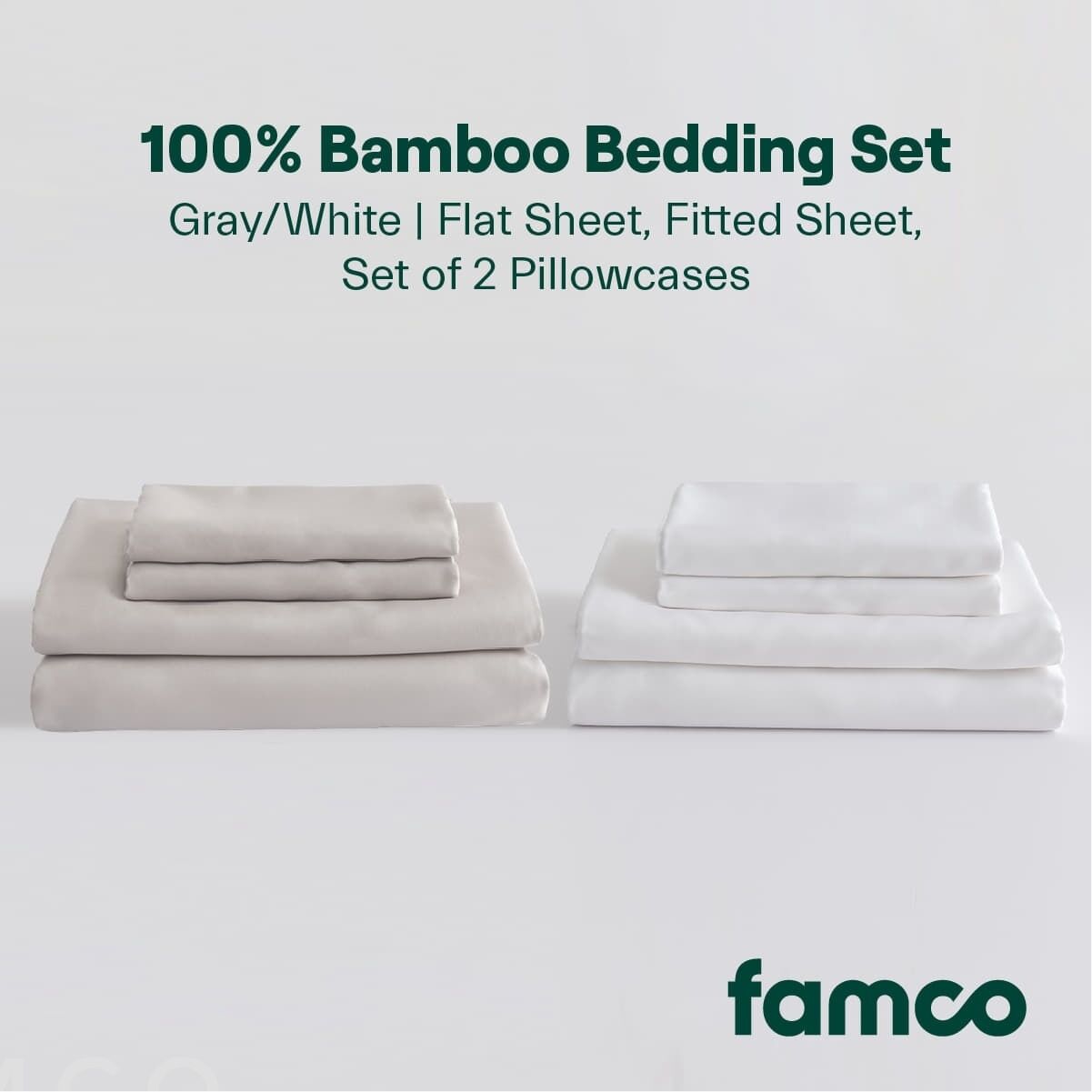 Famco Bamboo Bedding Set - Soft, Hypoallergenic, Eco-Friendly, Durable