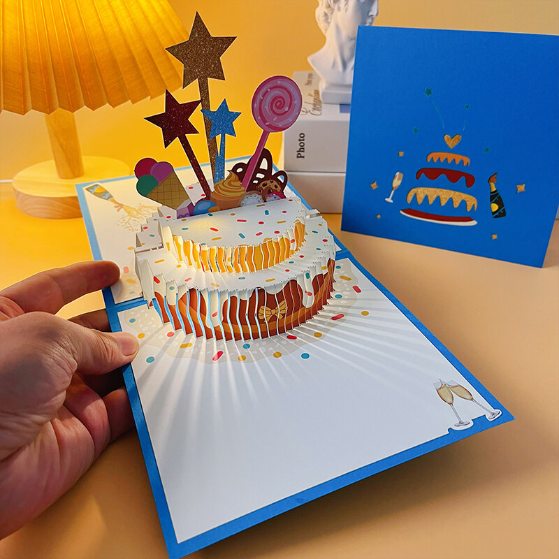 3D Music Birthday Card Glowing Sound Sent to Boyfriend Female Best Friend Ins Style Star Chinese Style Folded Card