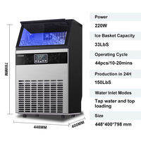YULE Ice Maker Machine for Business 150Lbs/24H with 33Lbs Storage Bin 44Pcs Ice Cubes Ice Maker Commercial for Home Bar Office
