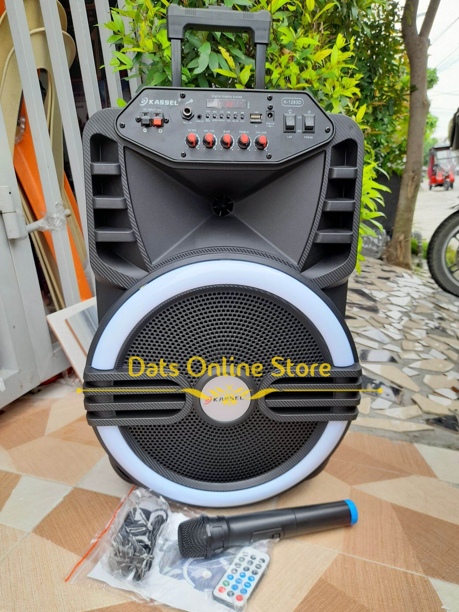 New Big Size 12" Bluetooth Karaoke Speaker w/ Bass, Treble, Echo, FREE
