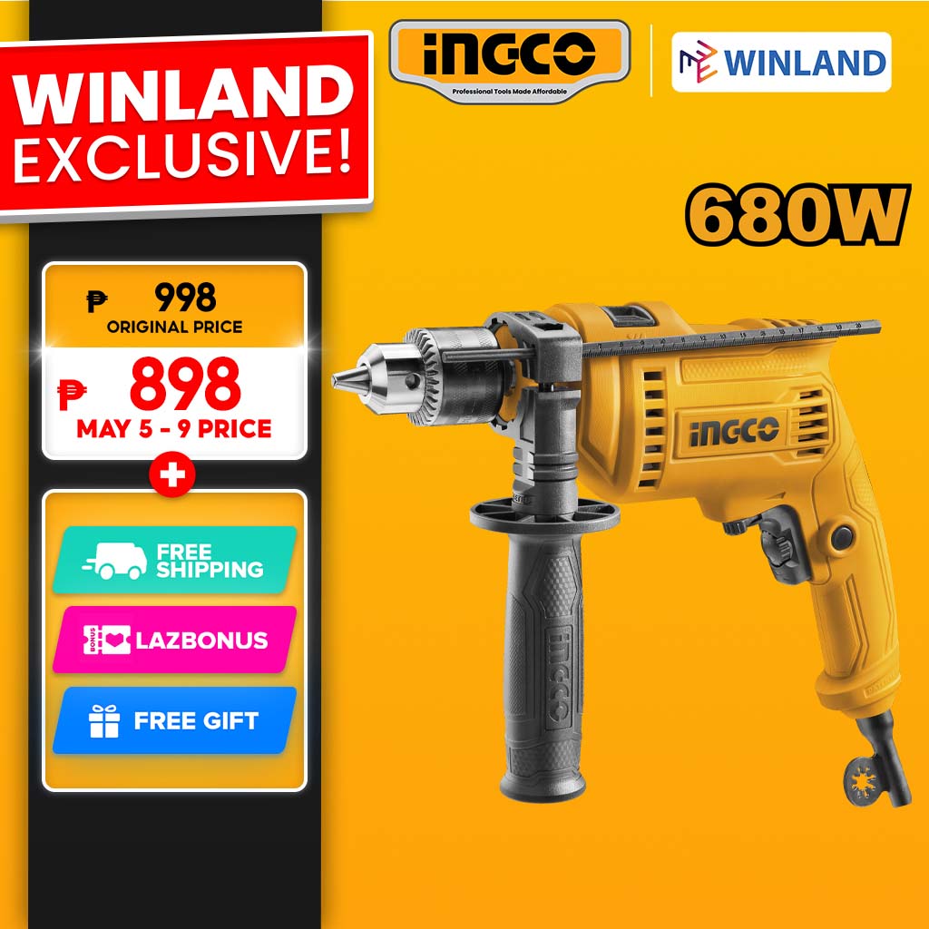 INGCO 680W Impact Drill with Variable Speed & Hammer Function