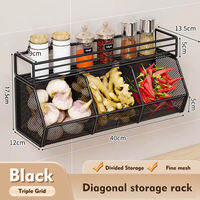 Yoice Wall Mounted Kitchen Hanging Rack Wall Shelf Rack Vegetable Fruit Spice Seasoning Storage Rack Holder Organizer Kitchen Condiment Organizer Bathroom Storage Shelves