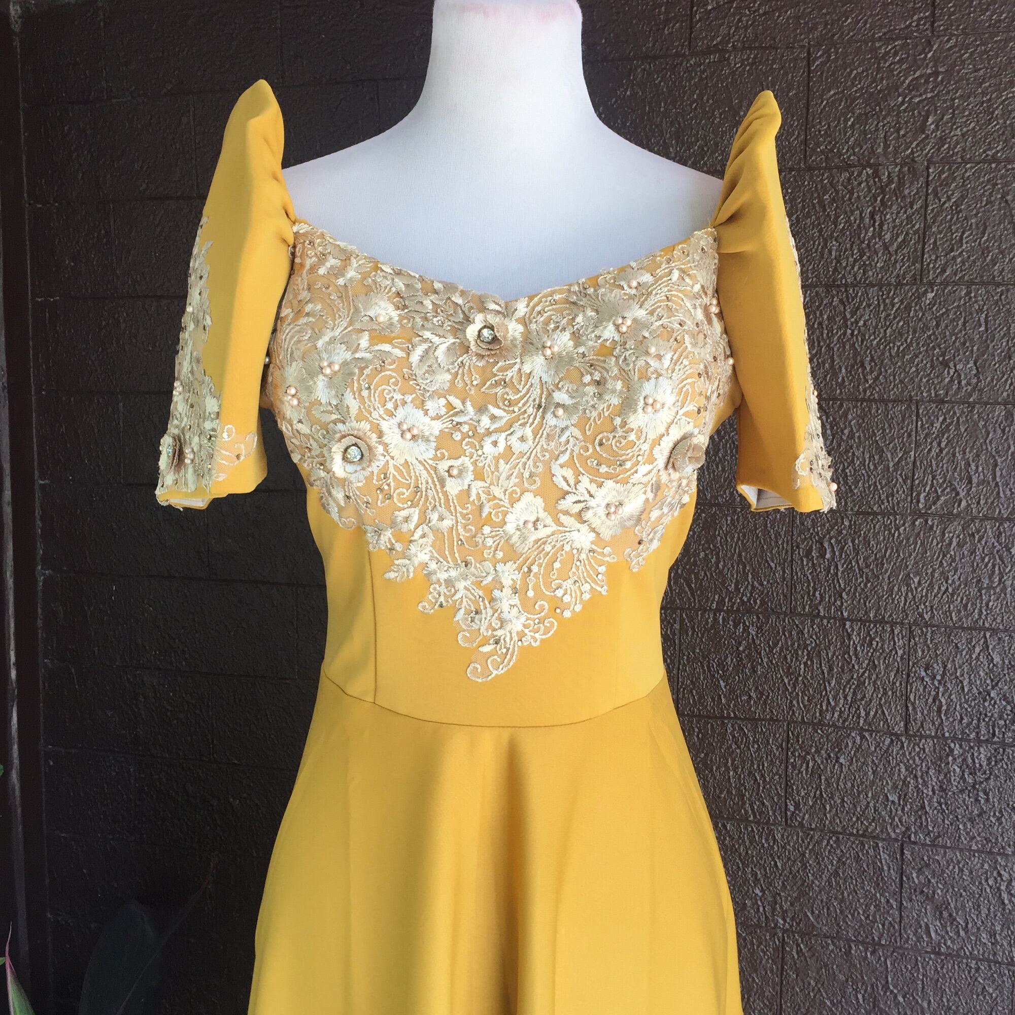 yellow filipiniana gown