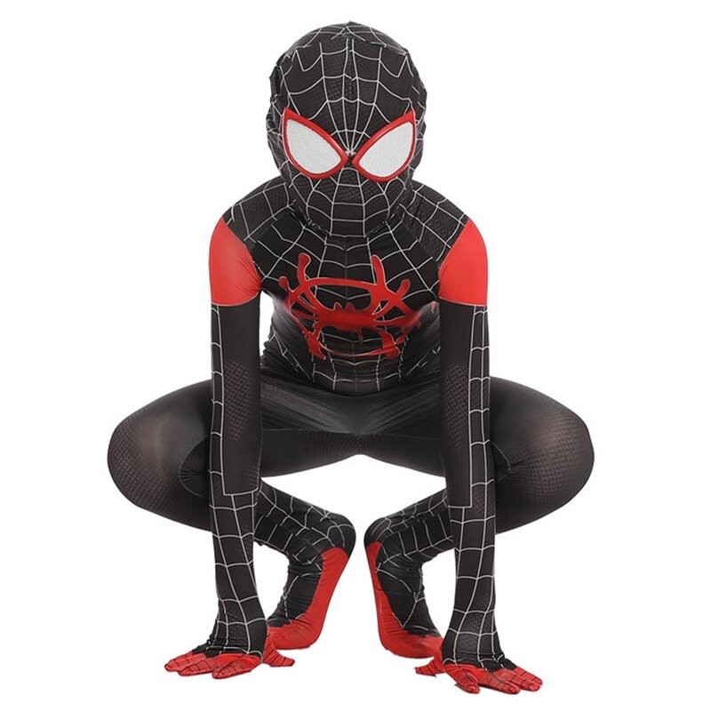 Miles Morales Spiderman Costume Kids Boys Into the Spider-Verse Cosplay  Dress