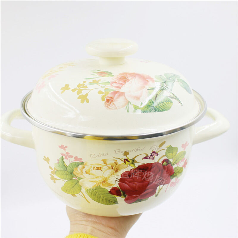 Enamel Enamel DualSided Stockpot Vintage Thickening Enamel Stockpot