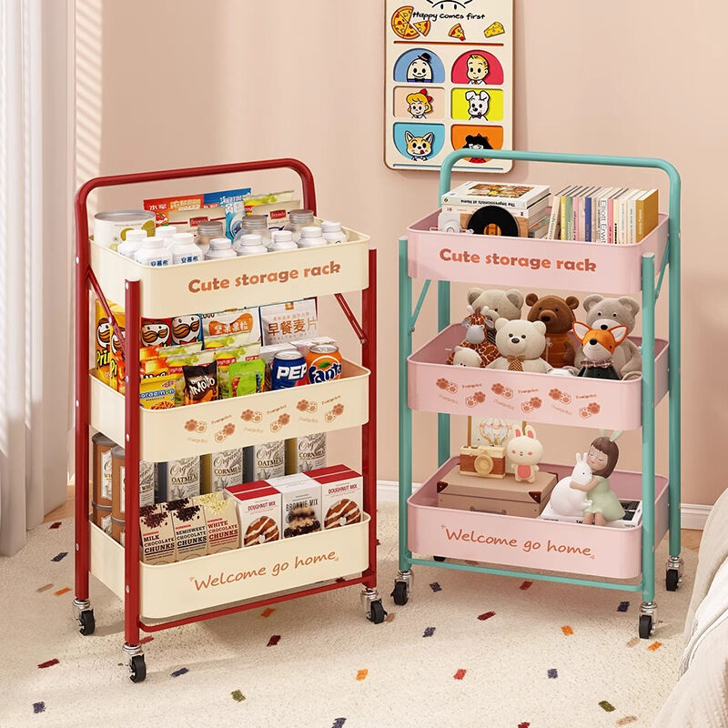 Foldable Free-standing Multi-layer Storage Rack Small Cart No-installation Required Bookshelf Snack Toy Storage Shelf Dormitory Presyo  1,317 Piso*Libreng Shipping