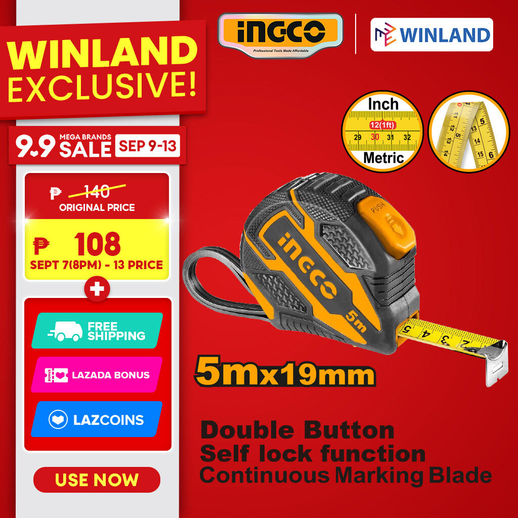 INGCO Self-Lock Steel Measuring Tape Measure (10M)