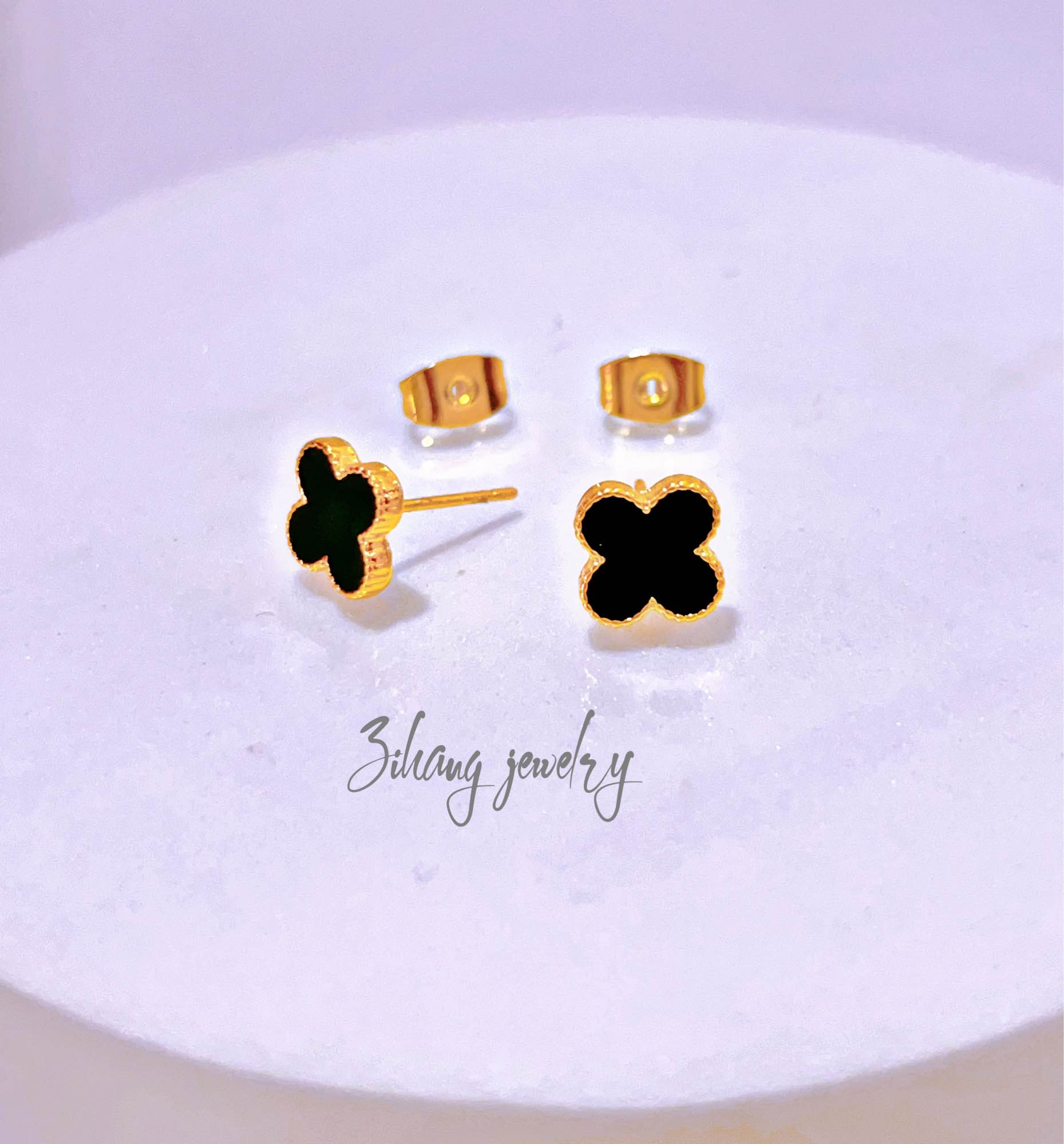 ZIHANG JEWELRY Gold Plated Stoned Studs Earrings for Women