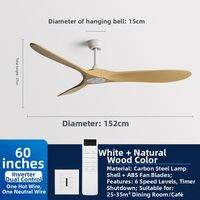 PUYU | Strong Wind Variable Speed No Light Remote Control Retro Style Fan