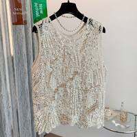 AIYITI | Bohemian Hollowed Lace Shiny Pailettes Sleeveless Tunic