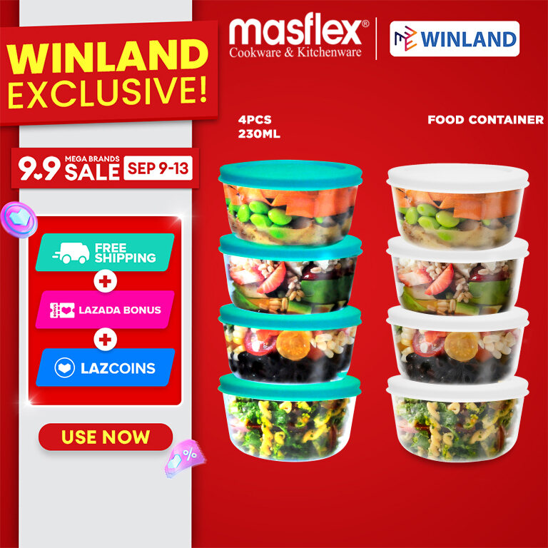 MASFLEX by Winland Borosilicate Glass Food Container with Lid