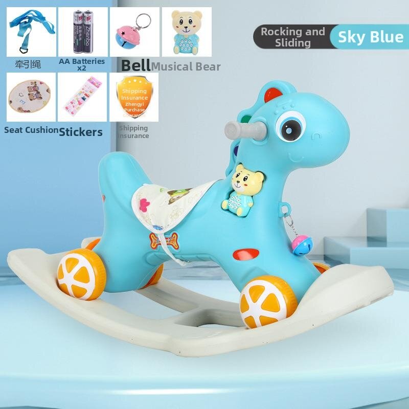 Large Dual-purpose Rocking Horse Wooden Toy