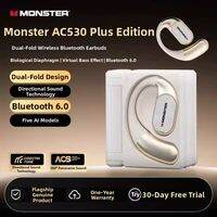monster | Open Ear Bluetooth 6.0 Wireless Earbuds Dual-Fold Design Directional Sound Technology Noise Reduction AI Translation Sport Headphones