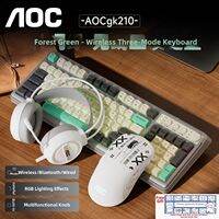 AOC | Tri Mode Wireless Keyboard and Mouse Set Mechanical Feel Silent RGB with Screen 75 Percent Layout Gaming Keyboard for PC Laptop