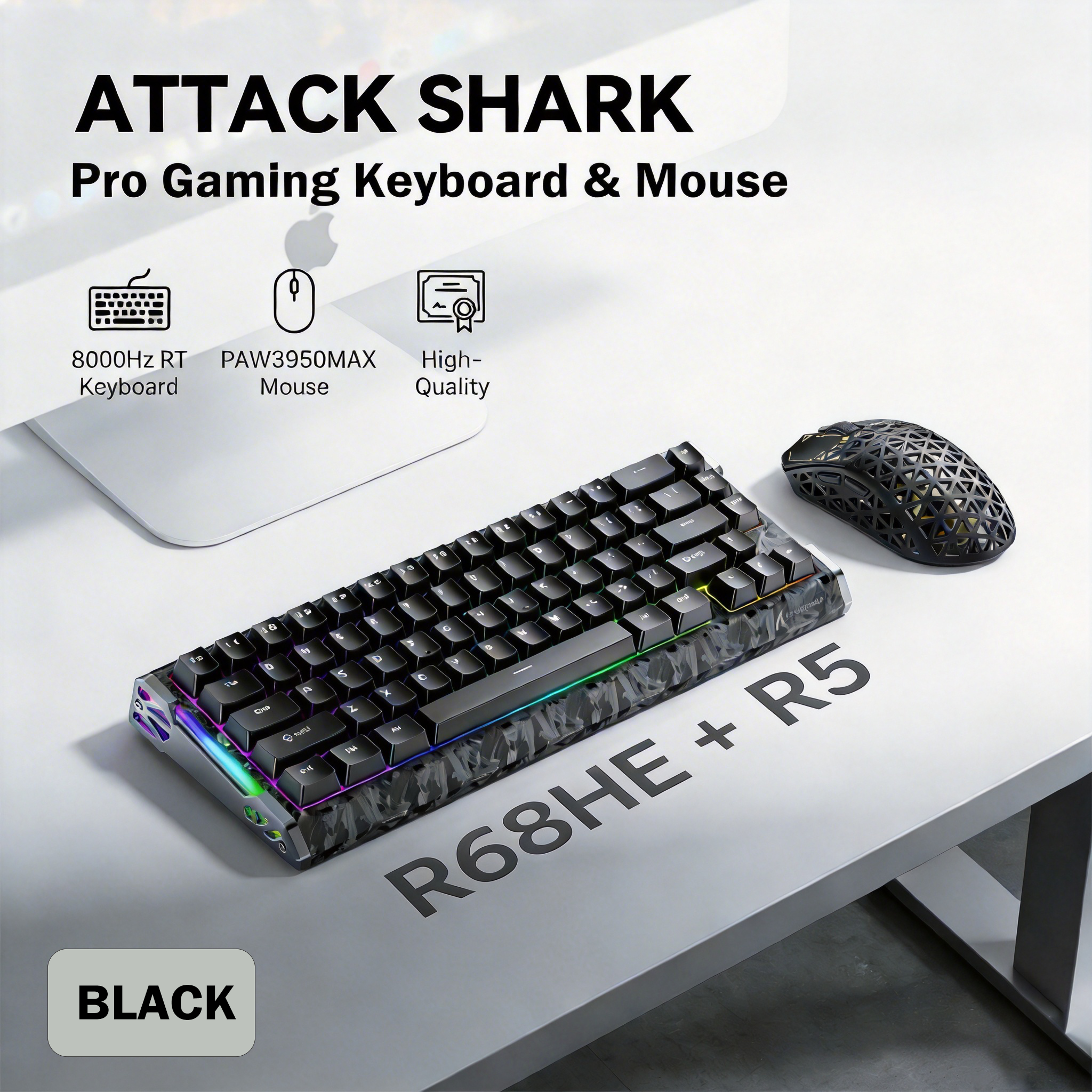 ATTACK SHARK | ATTACK SHARK R68HE 8K Gaming Magnetic Keyboard + R5