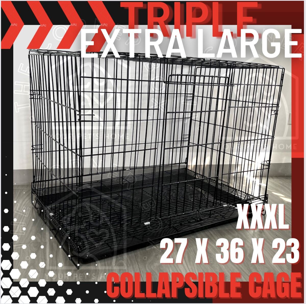 COLLAPSIBLE CAGE TRIPLE XL ( XXXL ) DOG CAGE HEAVY DUTY PET CAGE FODABLE COLLAPSABLE CRATE DOG